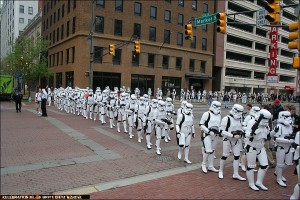 501st Stormtroopers march through the streets of Indianapolis