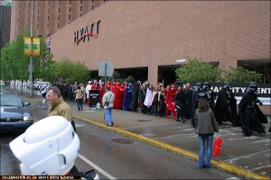 501st members walk from the Hyatt to the Convention Center