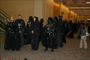 501st members walk through the convention center to the Fan Room