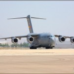 A C-17A Globemaster III taxis back at the 2008 March ARB Airshow
