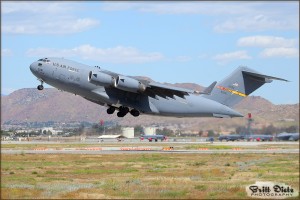 A C-17A Globemaster III takes off at the 2010 March ARB Airshow