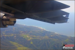 View out the window of the coast on a C-17A Globemaster III