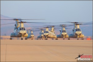 HHM-163 CH-46E Sea Knights taxi to their positions at MCAS Miramar