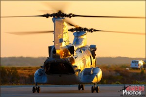 A CH-46E Sea Knights taxis into position at MCAS Miramar