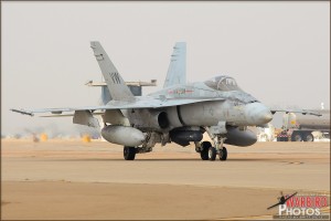 An F/A-18C Hornet based at MCAS Miramar taxis in.