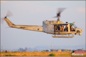 A UH-1N Huey lowers for landing at MCAS Miramar