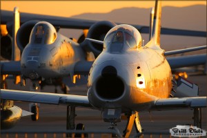 An F-86F Sabre and A-10A Thunderbolt II at the 2009 Nellis AFB Airshow