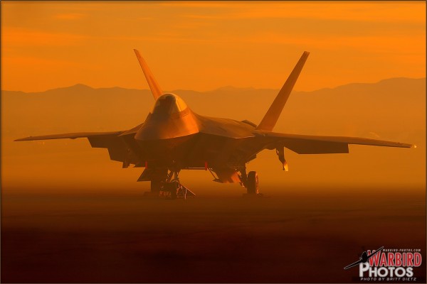 F-22A Raptor Smoke Sunset at Nellis AFB - November 14, 2010