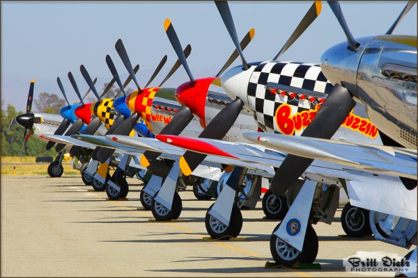 P-51 Mustangs lined up at Chino Airport - May 12-14, 2010