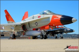 Two CONA Bird F/A-18C Hornets sit on the ramp at NAS North Island for the Centennial of Naval Aviation Celebration 2011