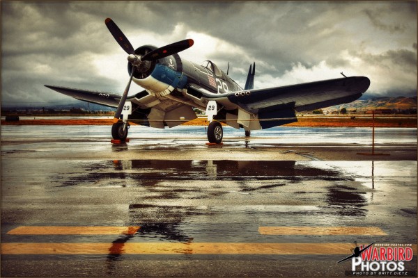 A Vought FG-1D Corsair sits at the 2011 Planes of Fame Airshow