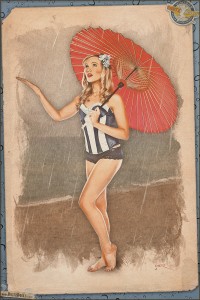 Pinups - Rachel - Rainy Day at the Beach Pinup
