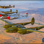 P-38 Lightning Formation - Air to Air - Planes of Fame 2013