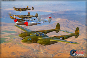 P-38 Lightning Formation - Air to Air - Planes of Fame 2013