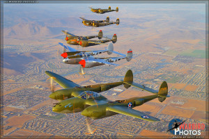 P-38 Lightning Formation - Air to Air - Planes of Fame 2013