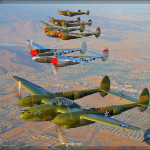 P-38 Lightning Formation - Air to Air - Planes of Fame 2013