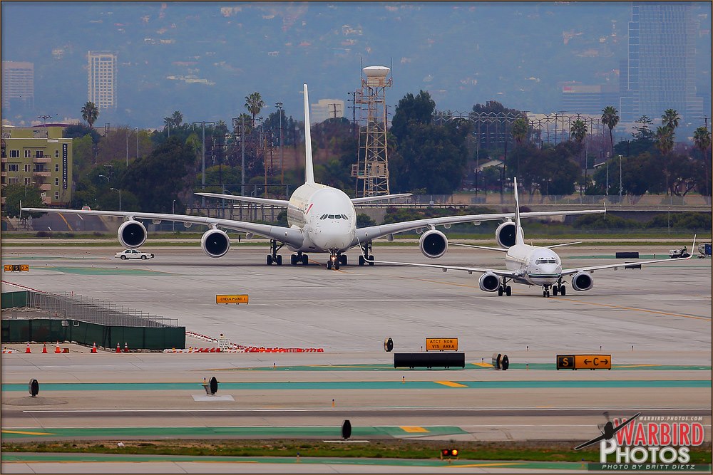 LAX - AirFrance Airbus A380 & Alaska Airlines Boeing 737.