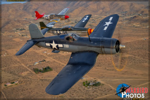 F4U-1A Corsair, P-51D Mustangs 'Wee Willy II' and 'Bunny'